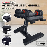 Powertrain GEN2 Pro Adjustable Dumbbells Set - 2 x 25kg (50kg) with Stand