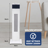 Pronti Electric Tower Heater PTC Ceramic 2000W - White