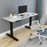 140cm Standing Desk Height Adjustable Sit Stand Motorised Grey Dual Motors Frame White Top