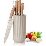 6-Piece Kitchen Knife Set Non-Stick Stainless Steel Blades with Universal Knife Block