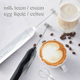 USB Charging Electric Milk Frother Handheld Drink Coffee Foamer Black with 2 Stainless Steel Whisks