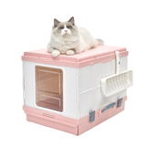 YES4PETS XL Portable Cat Toilet Litter Box Tray Foldable House with Handle and Scoop Pink