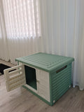 YES4PETS Medium Plastic Pet Dog Puppy Cat House Kennel Green