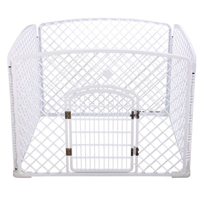 YES4PETS 4 Panel Plastic Pet Pen Pet Foldable Fence Dog Fence Enclosure With Gate White