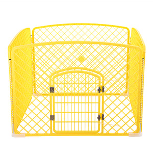 YES4PETS 4 Panel Plastic Pet Pen Pet Foldable Fence Dog Fence Enclosure With Gate Yellow