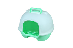 YES4PETS Portable Hooded Cat Kitten Toilet Litter Box Tray House with Handle and Scoop Green