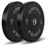 CORTEX 170kg Black Series V2 Rubber Olympic Bumper Plate Set 50mm with SPARTAN205 Barbell