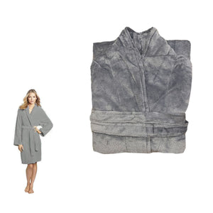 Bathrobe Ultra Soft Plush Fleece Grey 190GSM-M