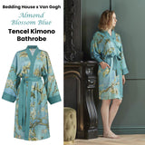 Bathrobe  Almond Blossom Blue Kimono Bath Robe-Large/Extra Large