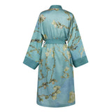 Bathrobe  Almond Blossom Blue Kimono Bath Robe-Large/Extra Large