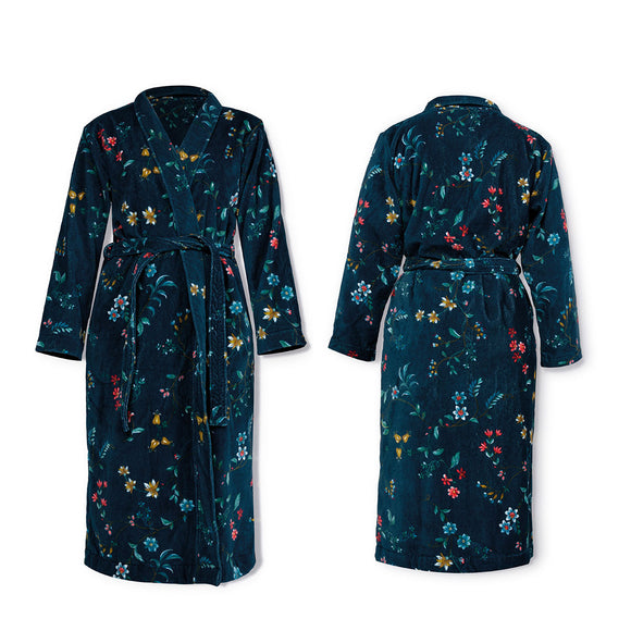 Bathrobe Cotton PIP Studio Les Fleurs Dark Blue-M