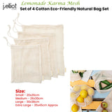 J Elliot Home Lemonade Karma Set of 4 Cotton Eco-Friendly Natural Mesh Storage Bag Set