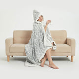 Bathrobe Hooded Ramesses Faux Fur-Grey