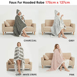 Bathrobe  Hooded Ramesses Faux Fur Grey and White Stripe