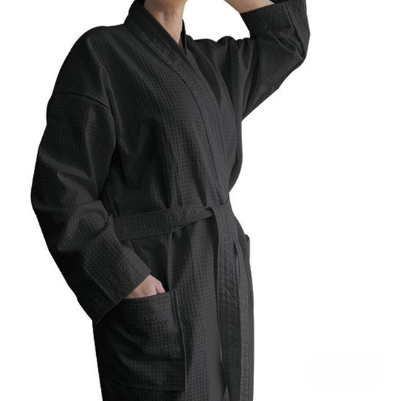 Bathrobe Cotton Jason 240GSM Waffle Polyester  Kimono Ebony