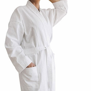 Bathrobe Cotton Jason 240GSM Waffle Polyester Kimono White