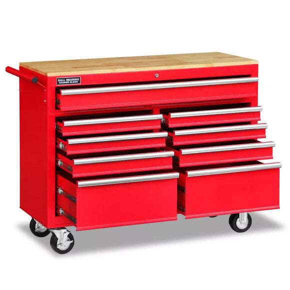 9 Drawers Tool Box Chest Cabinet Trolley Box Garage Storage Toolbox Red 1000lbs