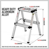 2-Step Portable Folding Ladder, 150KG Capacity