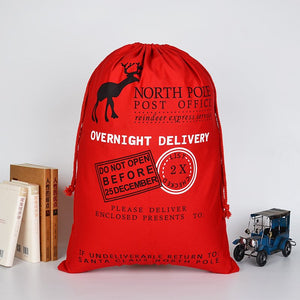 Christmas Santa Sack Xmas Stocking Large Hessian Red - Reindeer Express Delivery