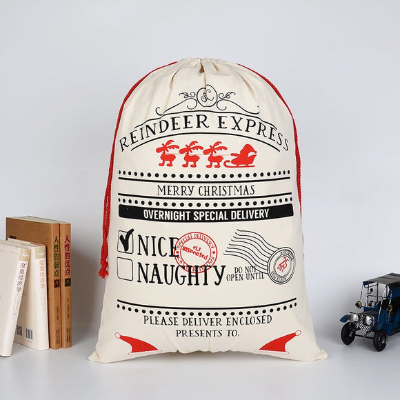 Christmas Santa Sack Xmas Stocking Large Hessian Cream - Overnight Special Delivery