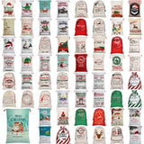 Christmas Santa Sack Xmas Stocking 50x70cm Canvas Hessian Red - Delivery by Reindeer