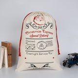 Christmas Santa Sack Xmas Stocking 50x70cm Canvas Hessian Cream - Santa Special Delivery