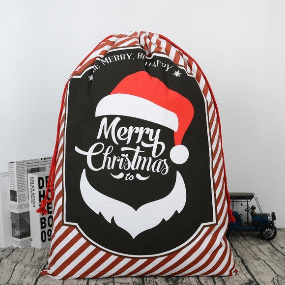 Christmas Santa Sack Xmas Stocking 50x70cm Canvas Hessian Red - Smile Santa