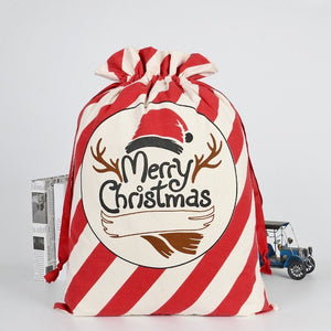 Christmas Santa Sack Xmas Stocking Large Hessian Red - Merry Xmas w Antler