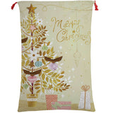 Christmas Santa Sack Xmas Stocking 50x70cm Canvas Hessian Merry Christmas Golden Tree