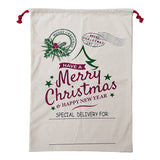 Christmas Santa Sack Xmas Stocking Large Hessian Cream - Happy New Year