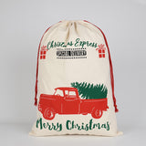 Christmas Santa Sack Xmas Stocking 50x70cm Canvas Hessian Cream - Car Gift Express