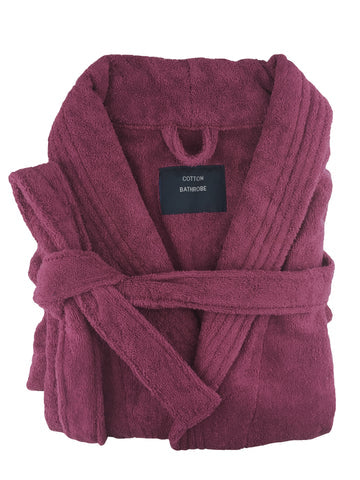 Bathrobe Egyptian Cotton terry toweling burgundy-Small/Medium