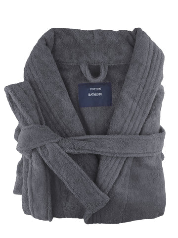 Bathrobe Egyptian Cotton terry toweling charcoal-Small/Medium