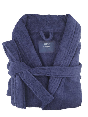 Bathrobe Egyptian Cotton terry toweling navy-Small/Medium