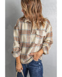 Azura Exchange Plaid Half Zip Sweatshirt with Chest Pocket - L