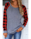 Azura Exchange Raglan Plaid Long Sleeve Top - 2XL