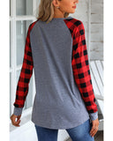 Azura Exchange Raglan Plaid Long Sleeve Top - 2XL