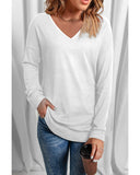 Azura Exchange V Neck Long Sleeve Knit Top - L