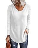 Azura Exchange V Neck Long Sleeve Knit Top - L