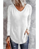 Azura Exchange V Neck Long Sleeve Knit Top - L