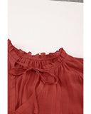 Azura Exchange Tiered Ruffled Drawstring V Neck Top - 2XL