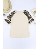 Azura Exchange Leopard Patchwork Ruffled Sleeve Top - L