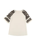 Azura Exchange Leopard Patchwork Ruffled Sleeve Top - M