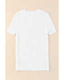 Azura Exchange Knitted Hollow-out Short Sleeve T Shirt - L