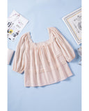 Azura Exchange Puff Sleeve Eyelet Babydoll Blouse - S