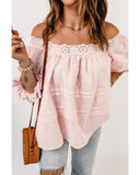 Azura Exchange Puff Sleeve Eyelet Babydoll Blouse - XL