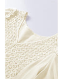 Azura Exchange V-Neck Crochet Detail Babydoll Top - M