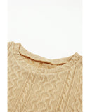 Azura Exchange Puffy Sleeve Khaki Textured Knit Top - S