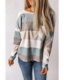 Azura Exchange Ribbed Color Block Long Sleeve Top with Pocket - XL