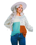 Azura Exchange Color Block Ribbed Long Sleeve Top - XL